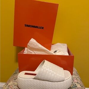 Simon Miller White Woven Platform Slides